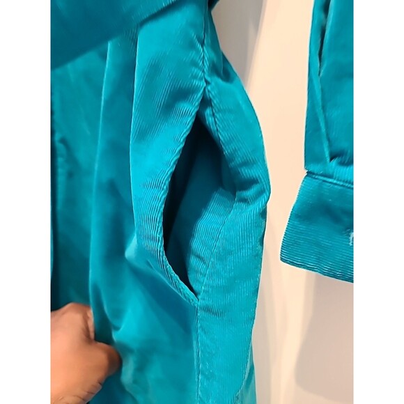 Vintage Corduroy Turquoise Button Down Shirt Dress Belted Sz 6 - Picture 6 of 11